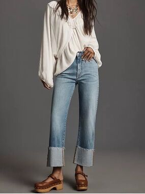 Anthropologie Pilcro Women’s Scotty High Rise Cuffed Straight Leg Jeans 26 Tall